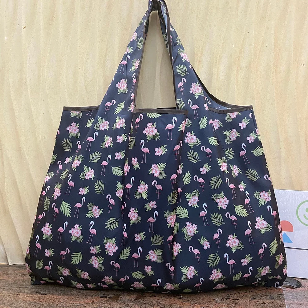 Large Size Heavy Duty Grocery Bag Reusable Supermarket Shopping Bag Handbag Foldable Lady Shoulder Bag Machine Washable Oxford