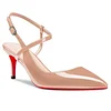啦啦啦65mm Women Slingback Pumps Ankle Strap Jenlove Stiletto Mid Heel Close Pointed Toe Dress Red Bottoms Shoes  James Yang