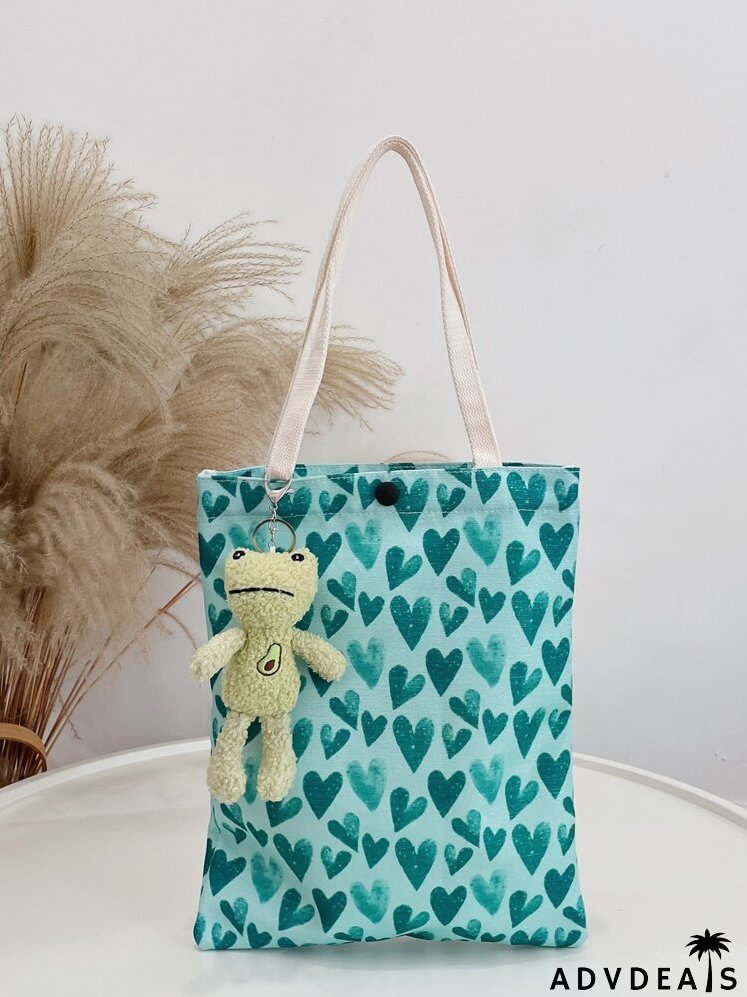 Cartoon Charm Heart Pattern Tote Bag