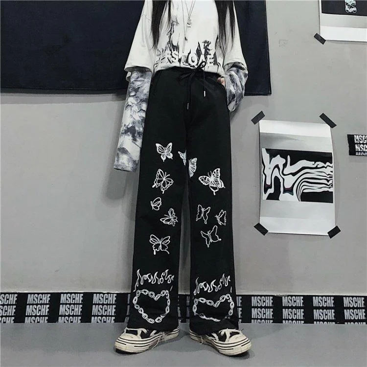 women pants streetwear gothic oversize Wide Leg Trousers Casual Hip-hop y2k harajuku femme pantalon vintage dark pant aesthetic