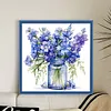 Blue Larkspur Full Stamped Cross Stitch 18CT 2-Strand 25x25cm