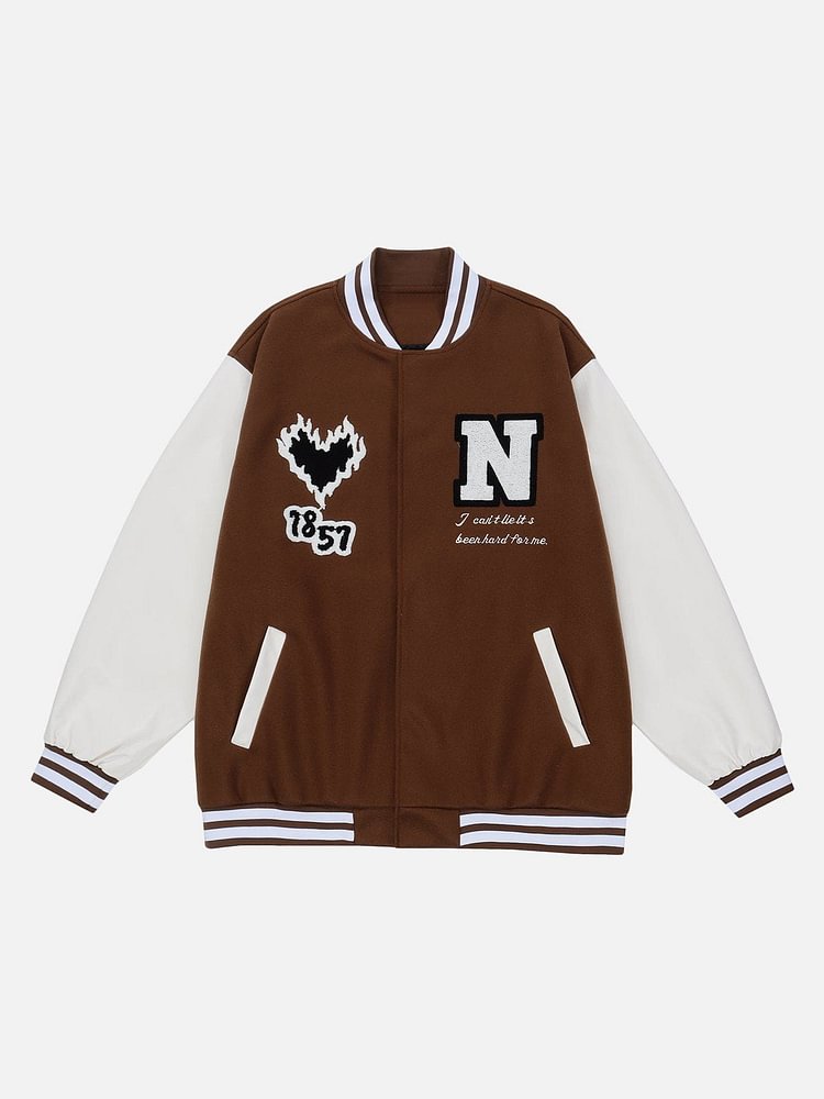 Vintage Flocked Letters Varsity Jacket