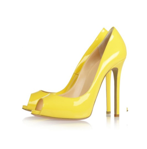 Custom Made Yellow Peep Toe Stiletto Heels Vdcoo