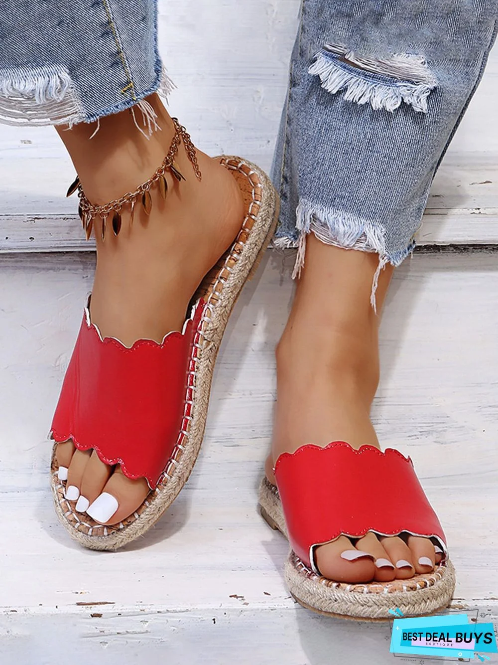 Plus Size Plain Color Espadrille Sandals