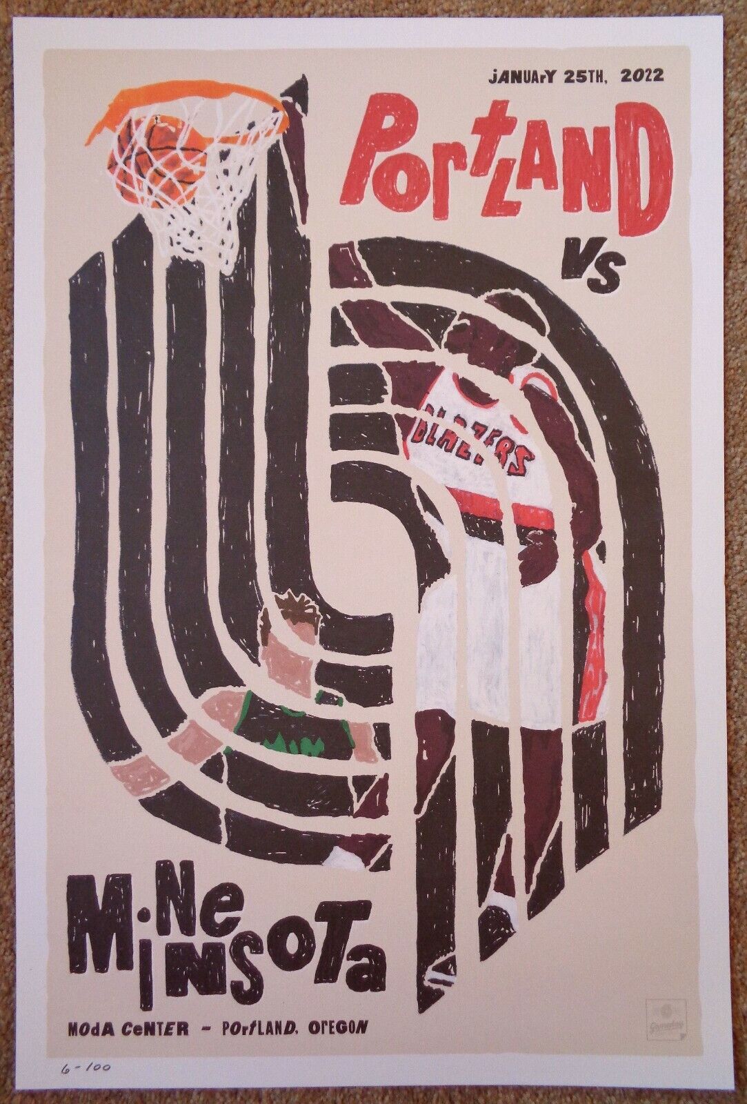 Portland Trailblazers GAMEDAY POSTER 6/100 Minnesota Timberwolves 1-25-21