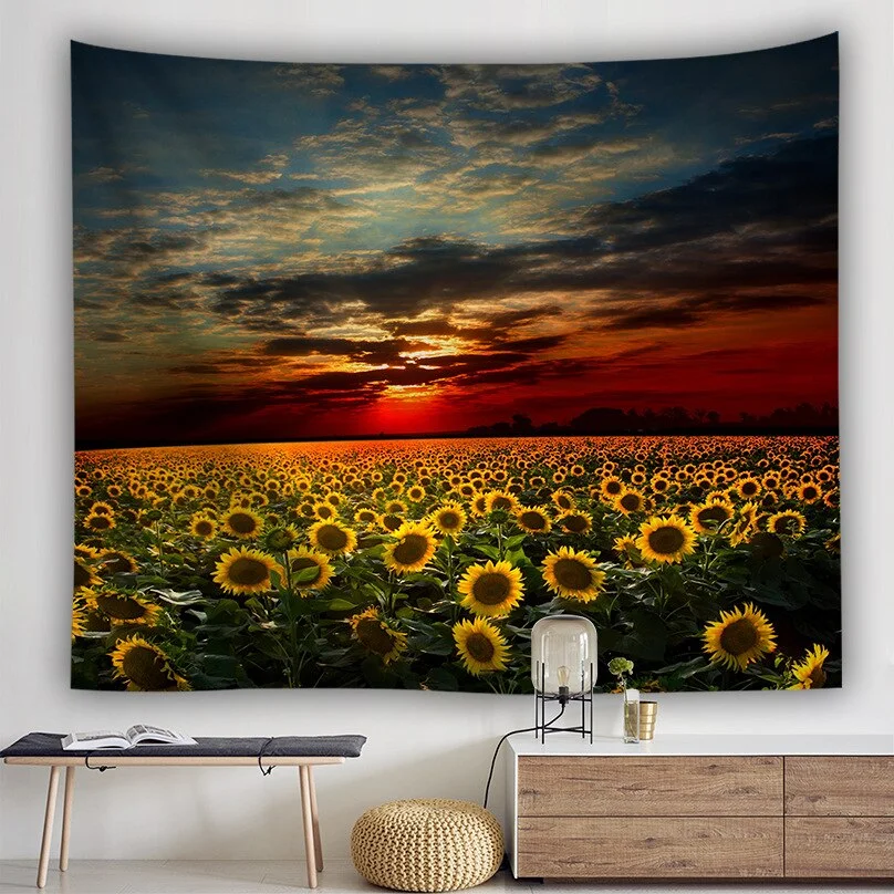 Sunflower Wall Decorative Tapestries Colorful Country Style Hanging Curtain Fabric Multifunctional Cloth for Decor Cloth Craft