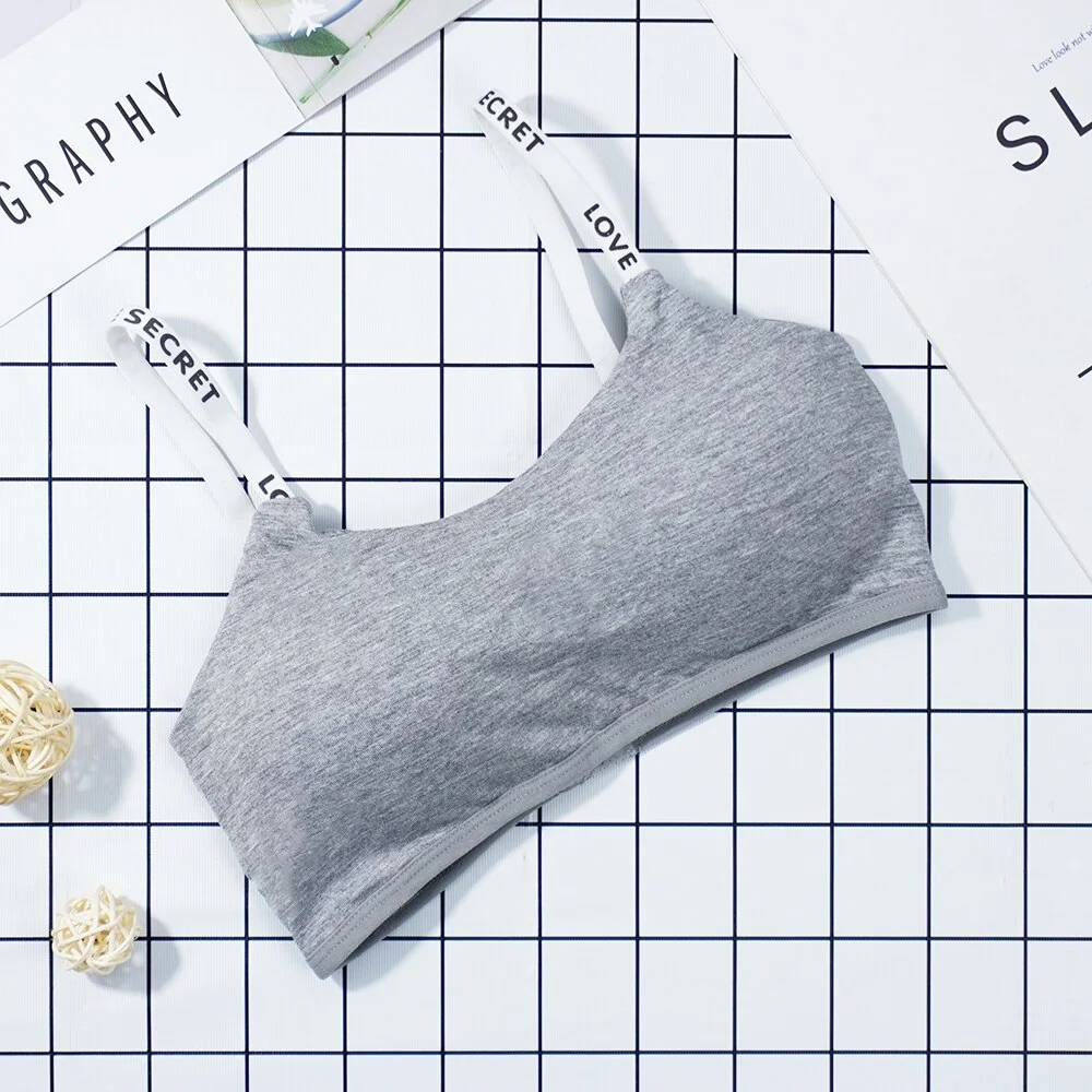 Billionm Women Wire Free Bra Back Closure Half Cup Padded Push Up Underwear Letter Straps Seamless Three Hook-and-eye Bralette