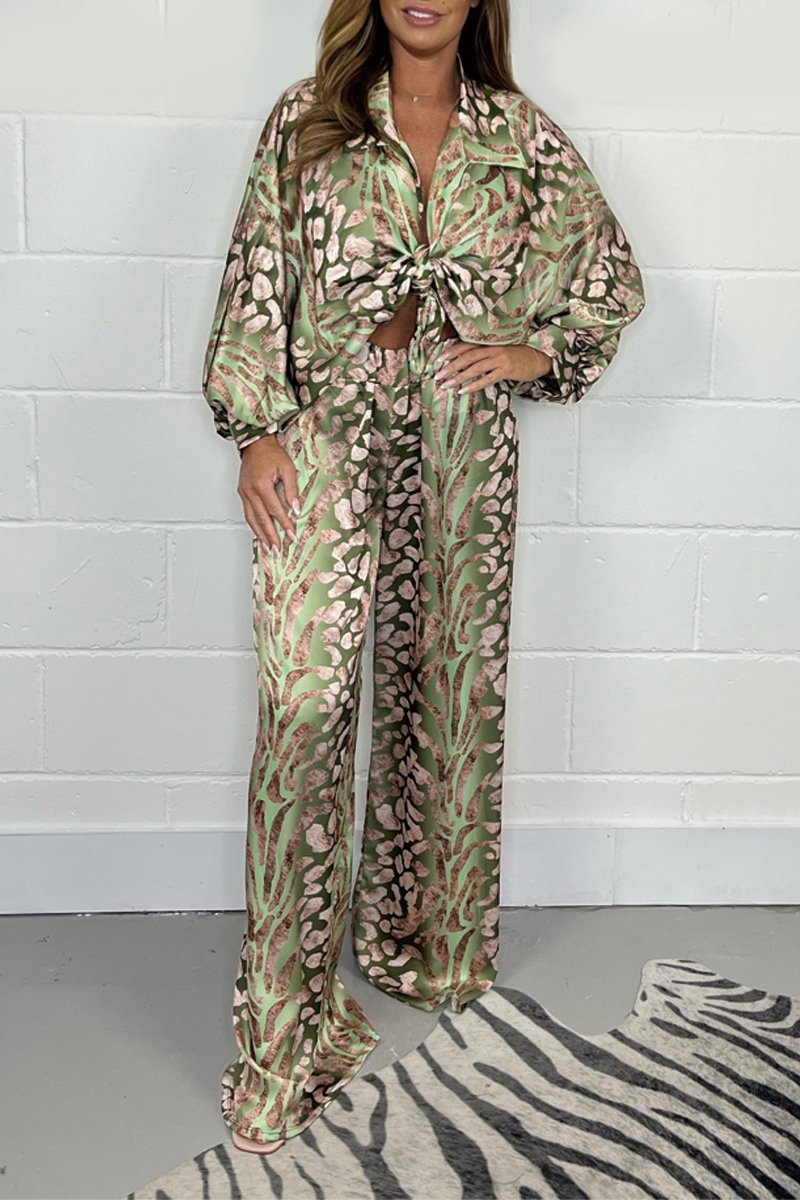Satin print suit
