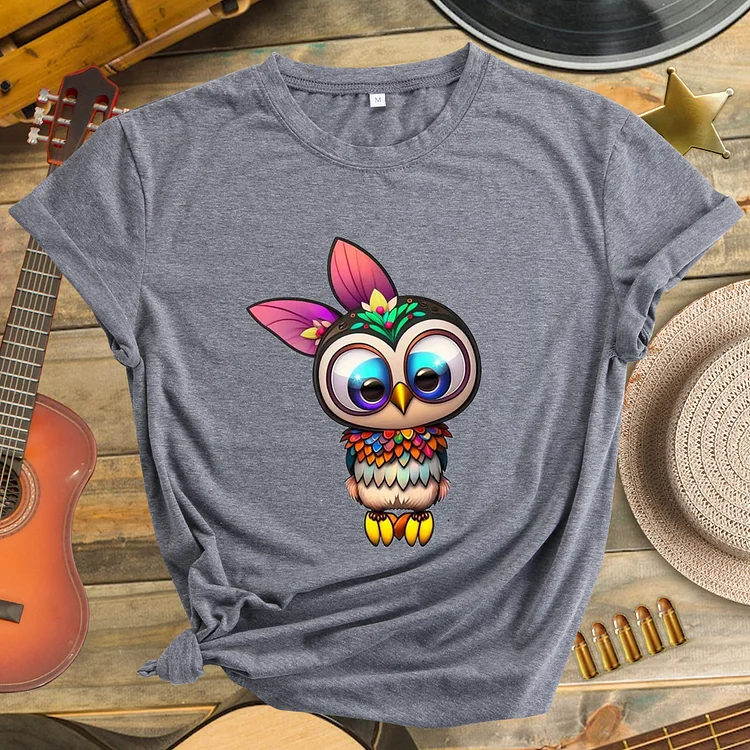 Cute Owl Pattern Neck T-shirt