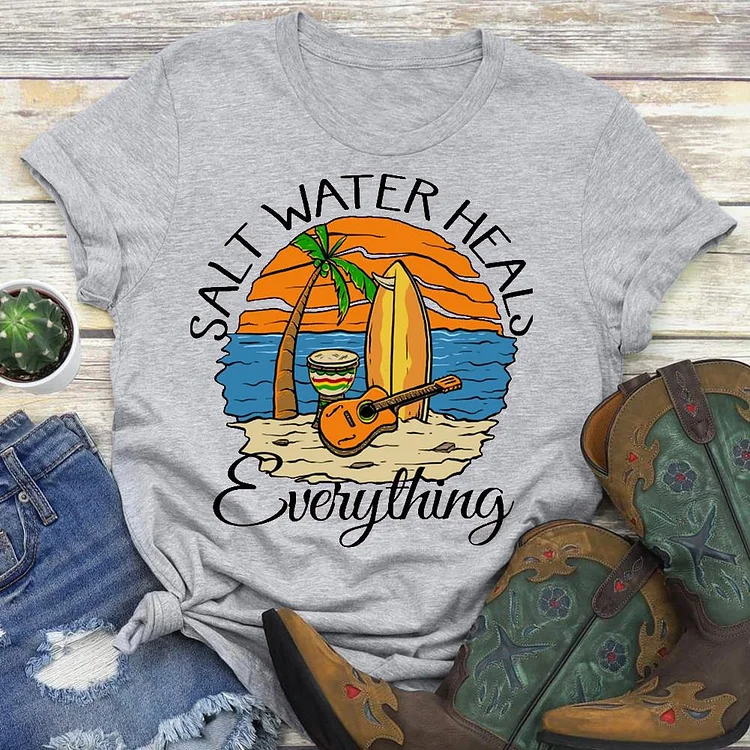 Salt Water Heals Everything Funny For Summer T-shirt Tee - 01447-Annaletters