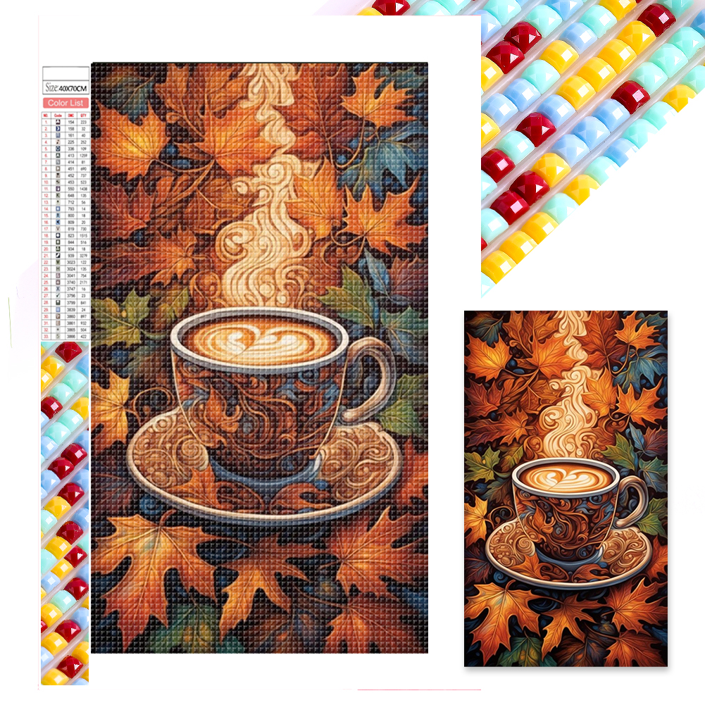 Autumn Maple Leaf Coffee 40*70cm(picture) full square drill diamond painting
