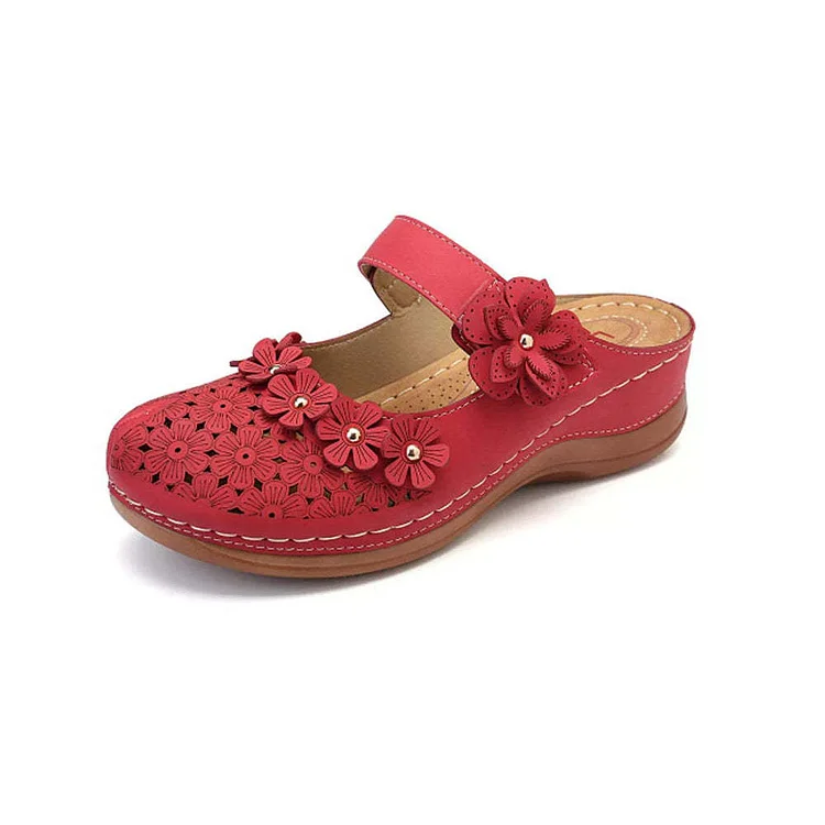 Women's Casual Cutout Floral Closed Toe Sandals  Stunahome.com
