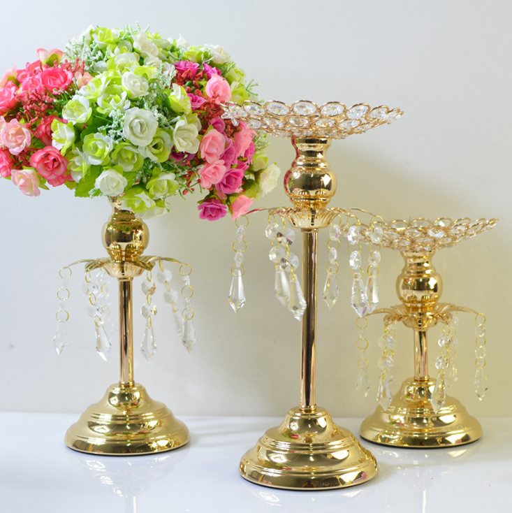 Golden Crystal Candle Holder Wedding Decoration