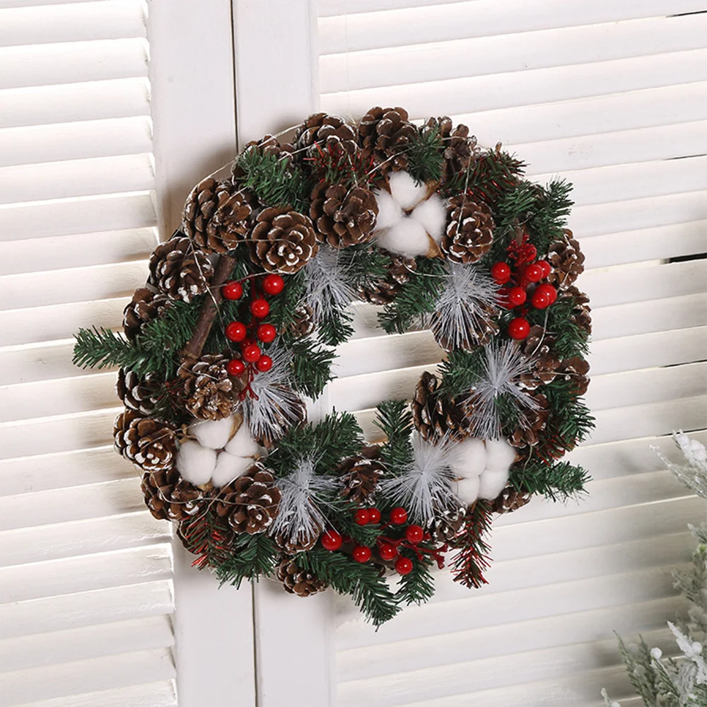 New Christmas wreath with lights decorations simulated rattan circle