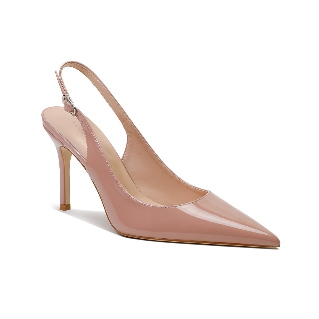 90mm Mid Heels for Women Slingback Pumps Sandals Pointed Toe Pumps -MERUMOTE