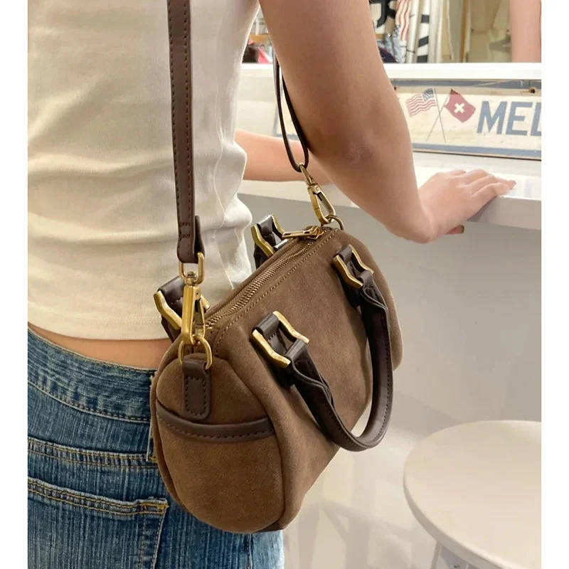 Huibahe PU Patchwork Shoulder Bags Women Fashion Casual Faux Suede Messenger Bags Female Texture Simple Handbags 2024 New