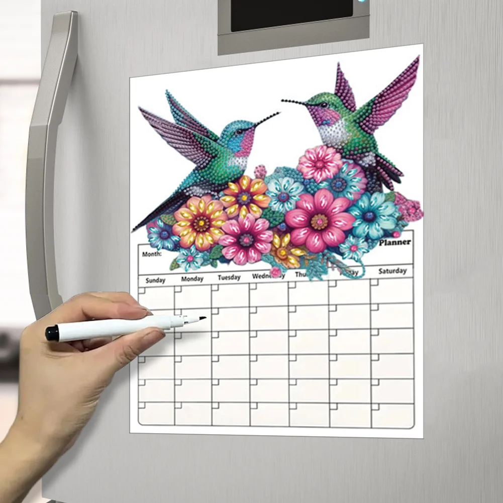 DIY Hummingbird Diamond Painting Magnetic Fridge Calendar To-do List Calendar