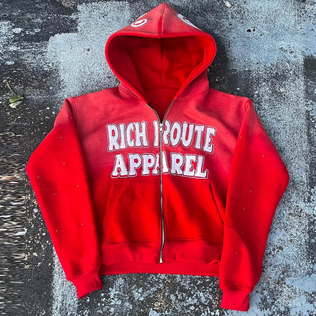 Casual personalized zipper printed gradient hoodie
