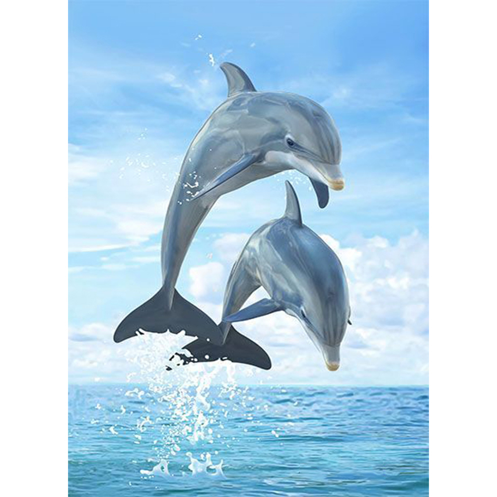 

40*30CM - Dolphin - Round Drill Diamond Painting, 501 Original