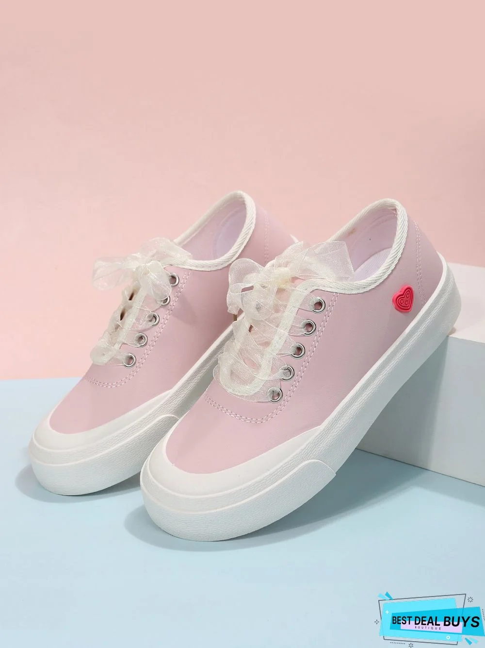Women's Plain Lace-Up Casual Sneakers