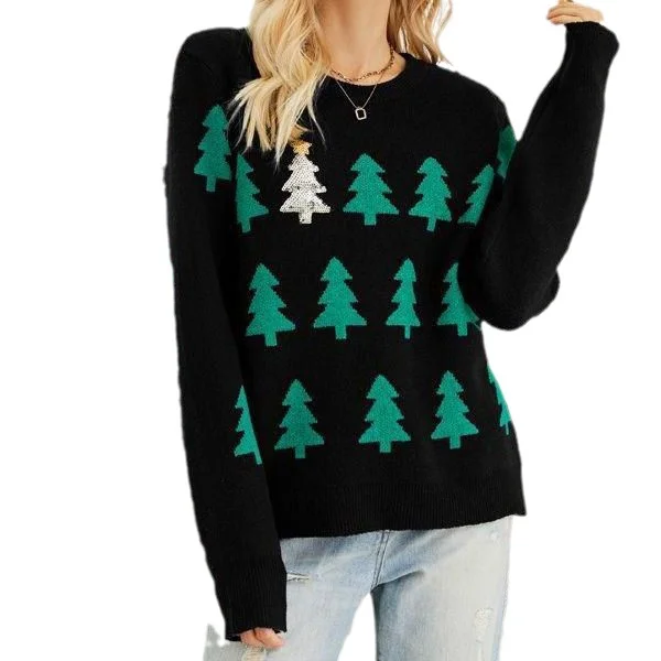Athvotar Athvotar Christmas Tree Jackup Christmas Sweater Women's Casual Jack T-Shirt
