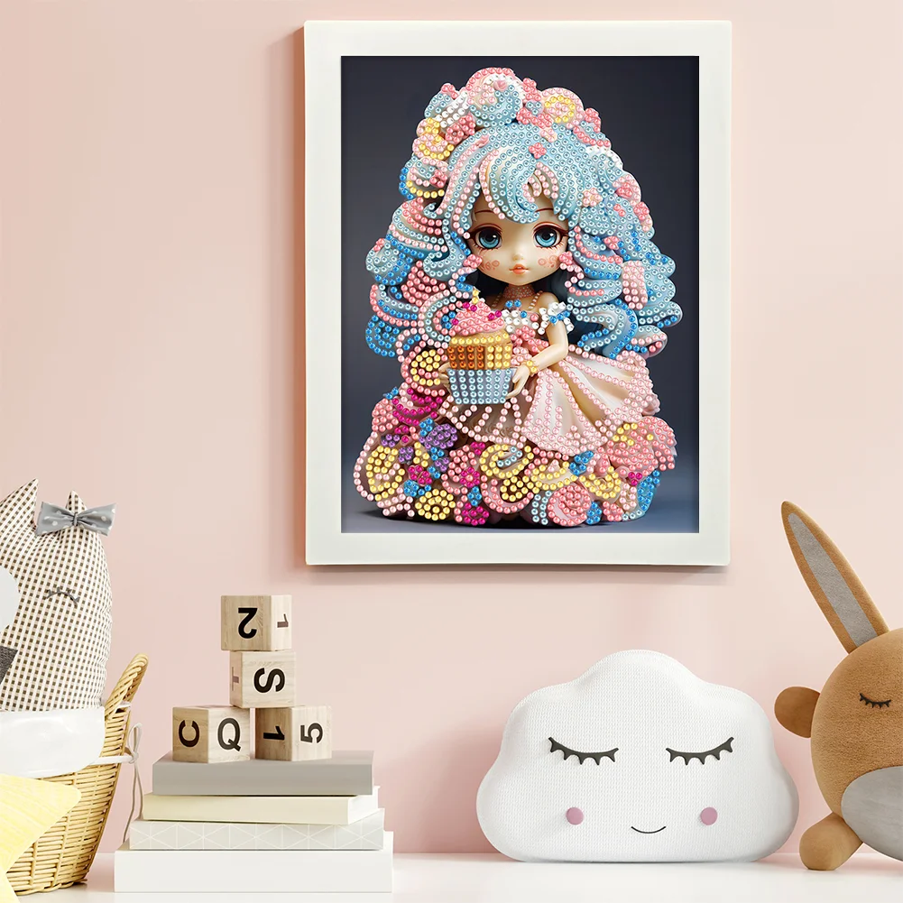 Diamond Painting - Partial Crystal Rhinestone Drill - Cartoon Girl(Canvas|15*20cm)【with Plastic Frame】