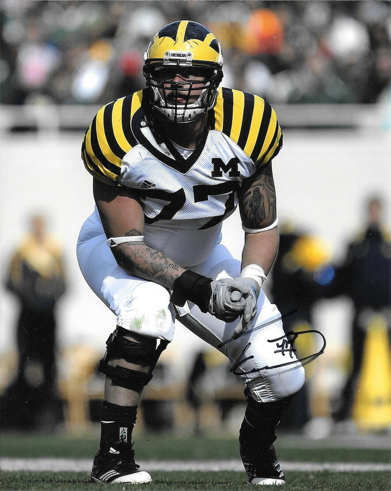 TENNESSEE TITANS TAYLOR LEWAN HAND SIGNED MICHIGAN WOLVERINES 8X10 Photo Poster painting W/COA