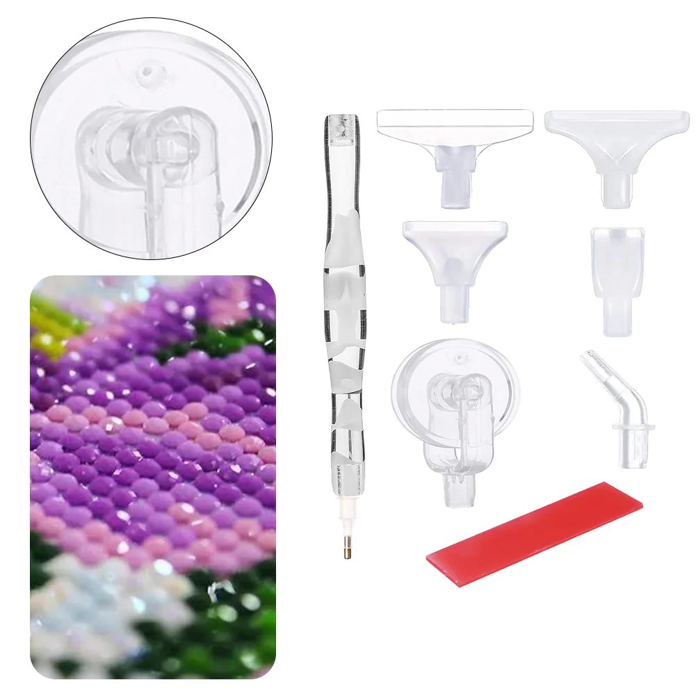 Resin 5D Diamond Painting Pen Kit with 5 Drill Pen Picking Heads and 1 Glue Clay