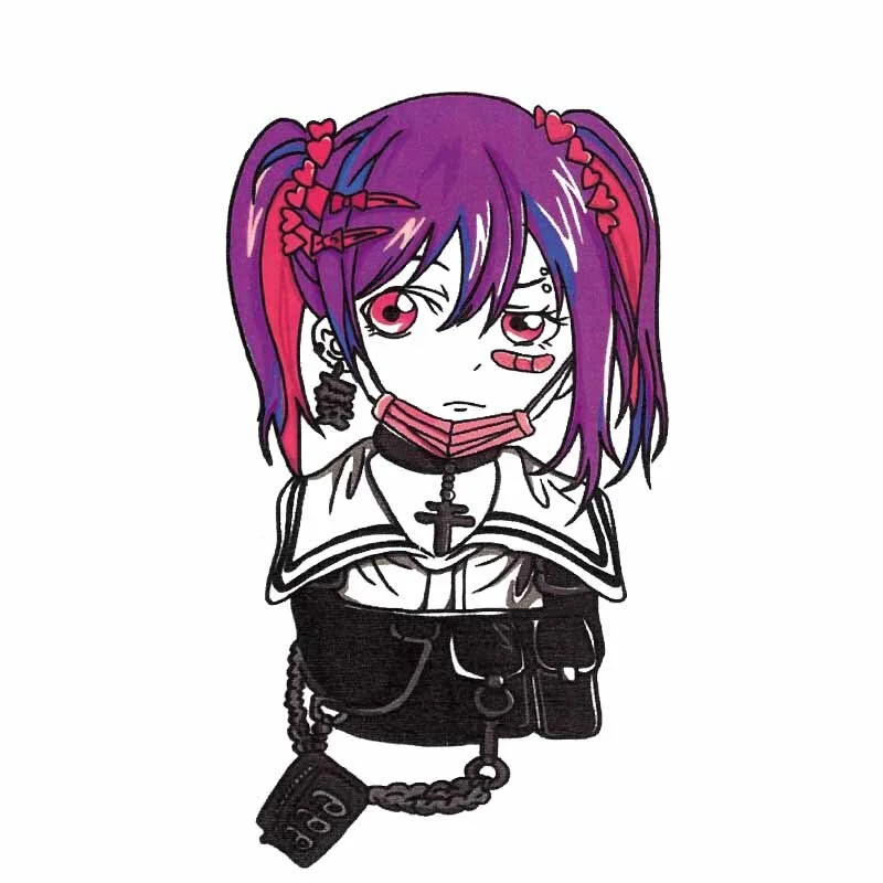 Sdrawing Temporary Tattoo Sticker Anime Cartoon Cute Pink Hair Girl Flower Necklace Fake Tatto Flash Tatoo Art for Women Men