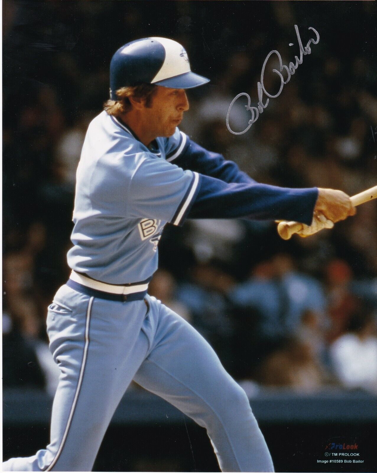 BOB BAILOR TORONTO BLUE JAYS ACTION SIGNED 8x10