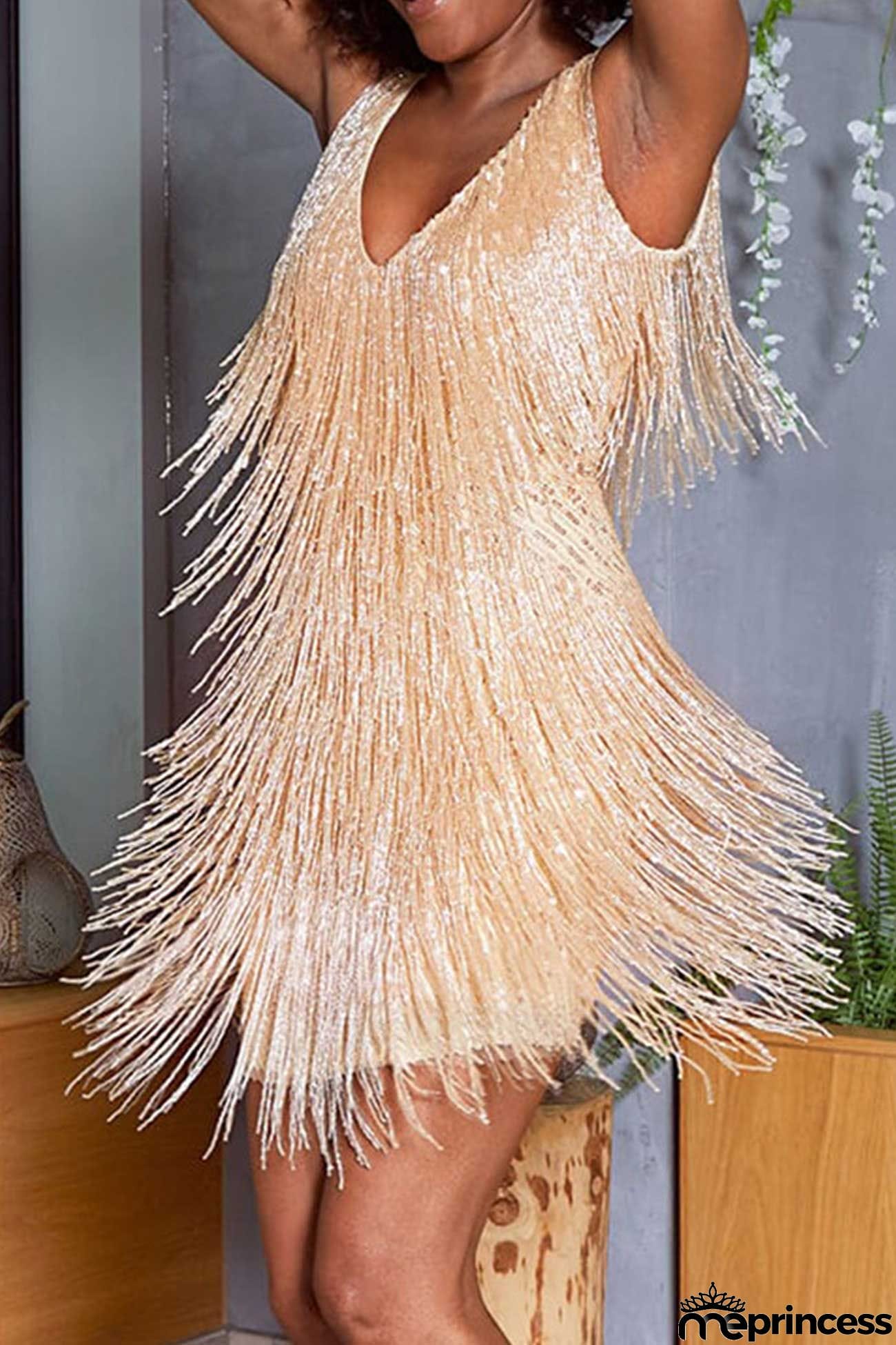 Sequins Tassel Tank Mini Dress