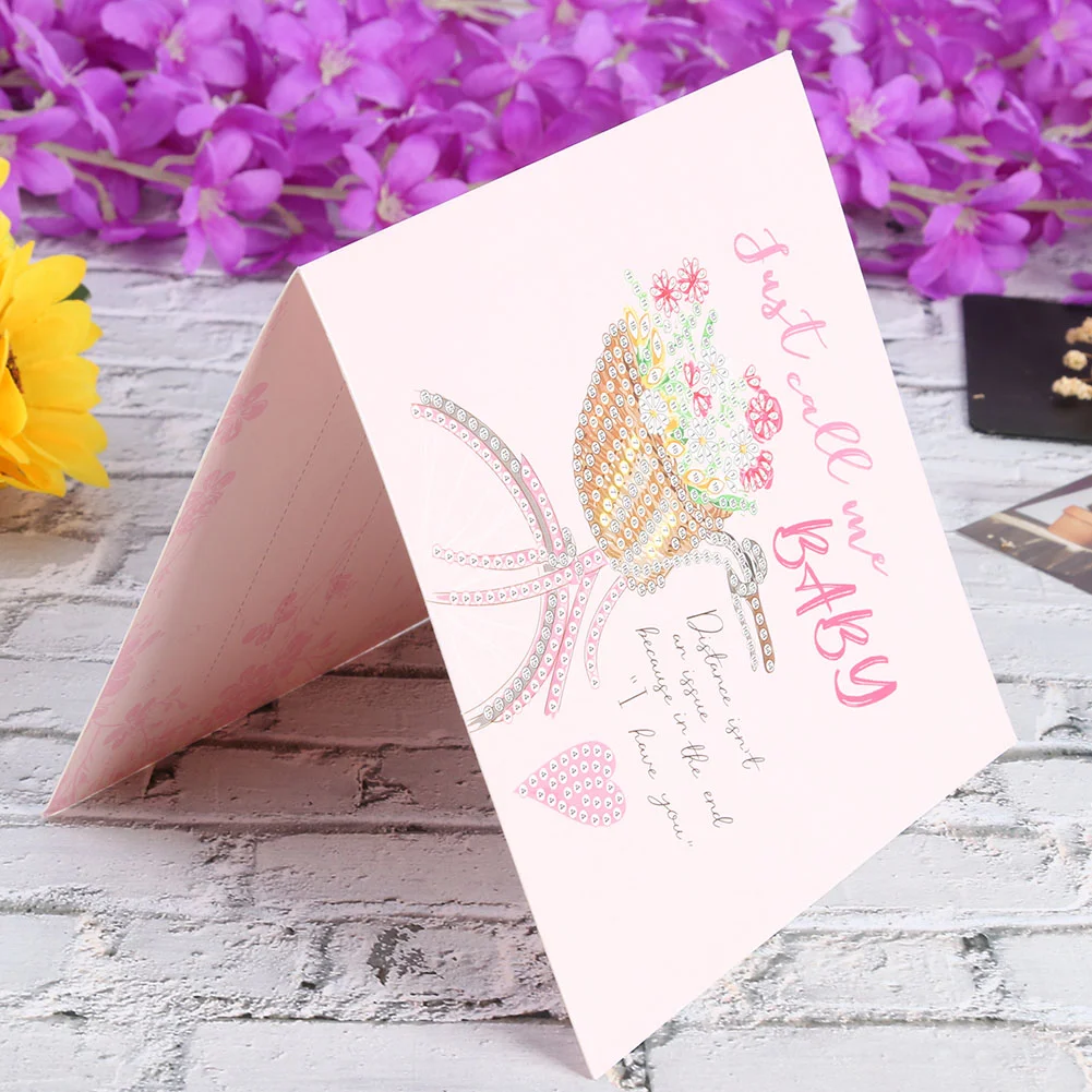 12pcs Diamond Painting Greeting Card - Rhinestone - Embroidery for Birthday【With White Envelope】