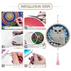 Kit de peinture en perles maison pour hibou avec cadre rond et pompon de 9,25x9,25 pouces kits d&rsquo;art pour peinture en perles pour adultes d&eacute;butants d&eacute;coration murale