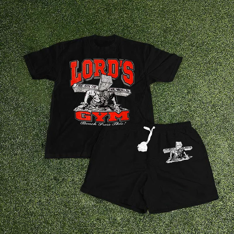 Unisex Lord's Gym Print T-Shirt And Shorts Set