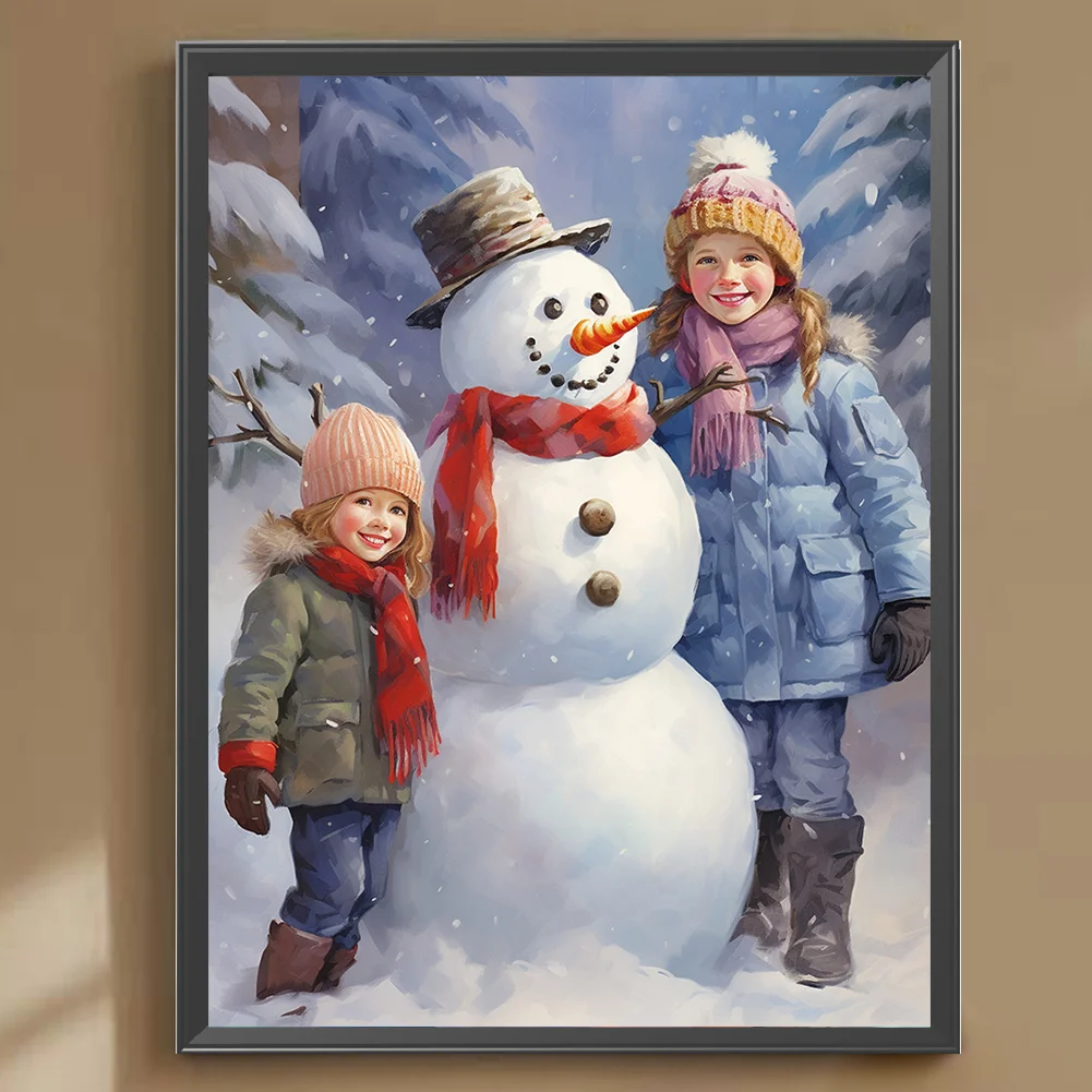 Diamond Painting - Full Round Drill - Kids Snowman(Canvas|30*40cm)