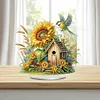 (US Only)Acrylic 2D Flat Print DIY Sunflower Birdhouse Diamond Art Tabletop Decorations