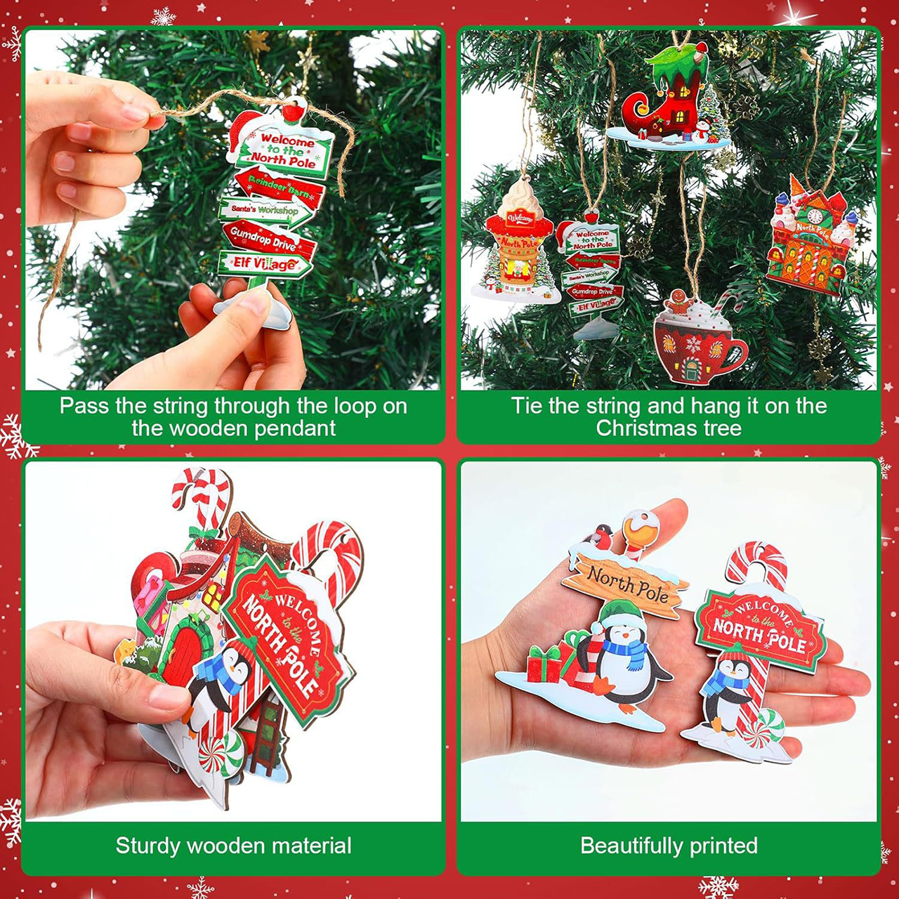 Tegooe 12PCS Gingerbread Man Christmas Character Hangings - PVC Ornament Set