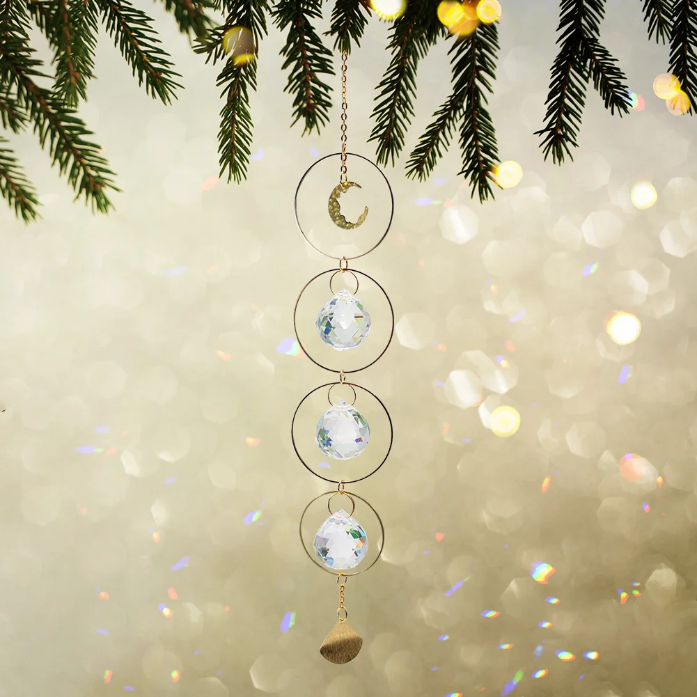 Moon Sun Ball Crystal Suncatcher Hanging Metal Pendant Garden Decor (24)