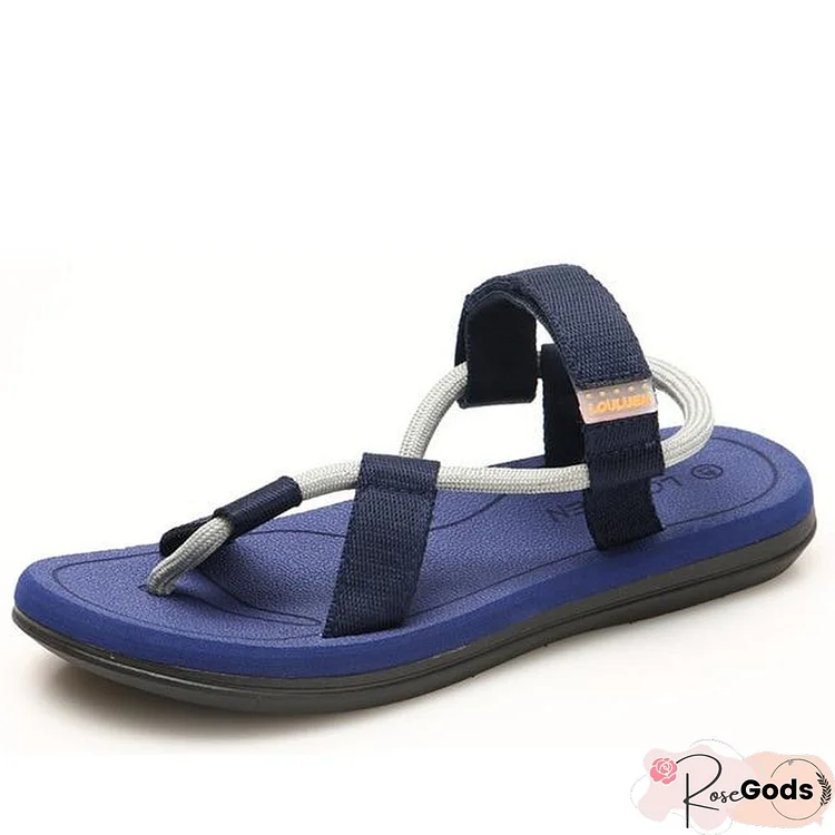 Men's Beach Gladiator Sandals Hombre Summer Shoes Hook & Loop Casual Shoes