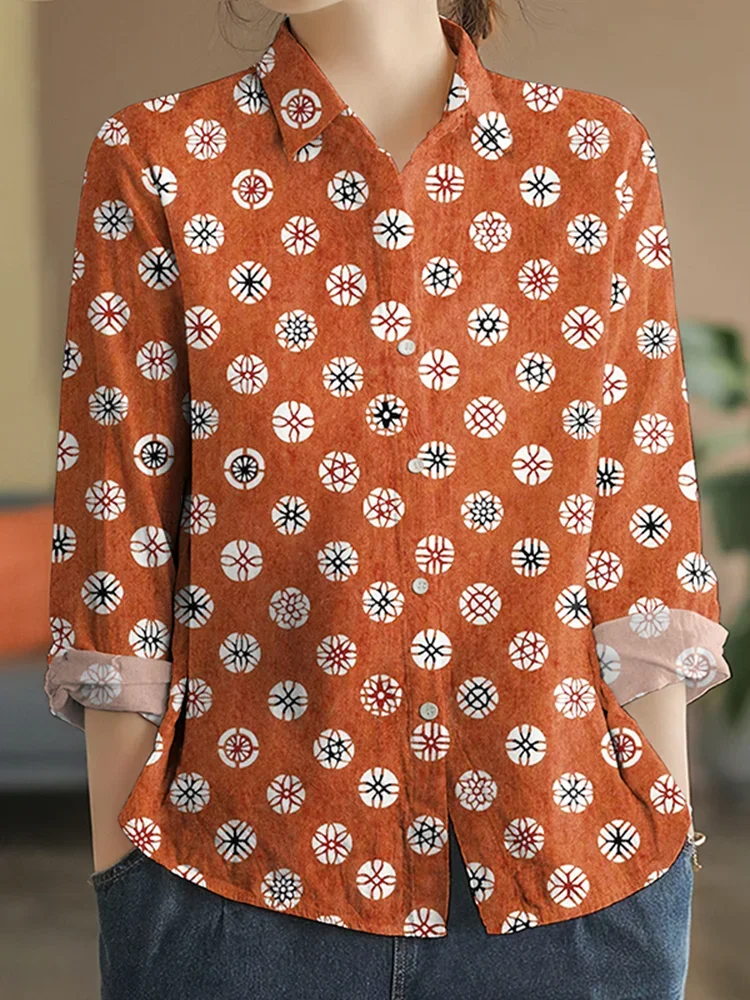Japanese Art Print Long Sleeve Casual Shirt