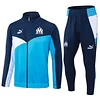 Joyfball 2024/2025 Olympique de Marseille Long Zipped Jacket Blue Soccer Jersey 1:1 Thai Quality 