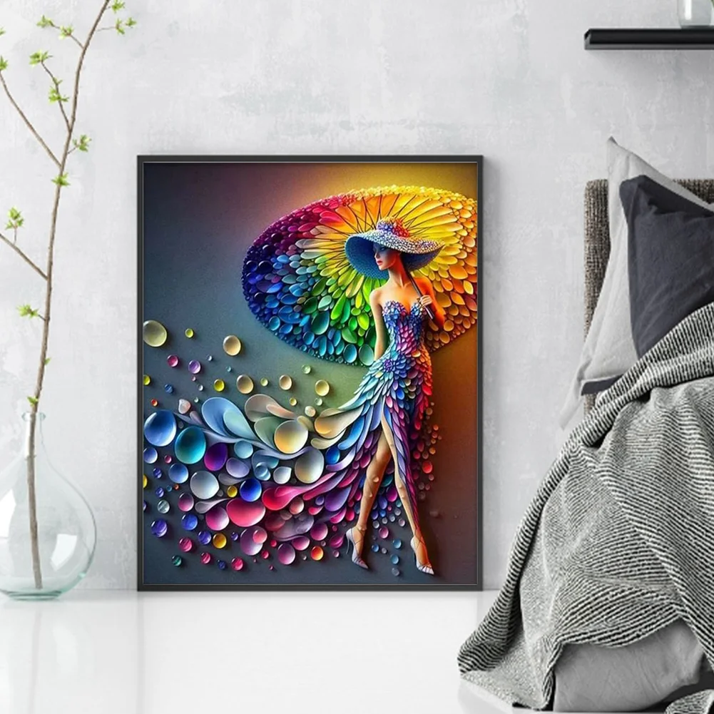 11CT Full Stamped Cross Stitch - Lady(Canvas|45*45CM)