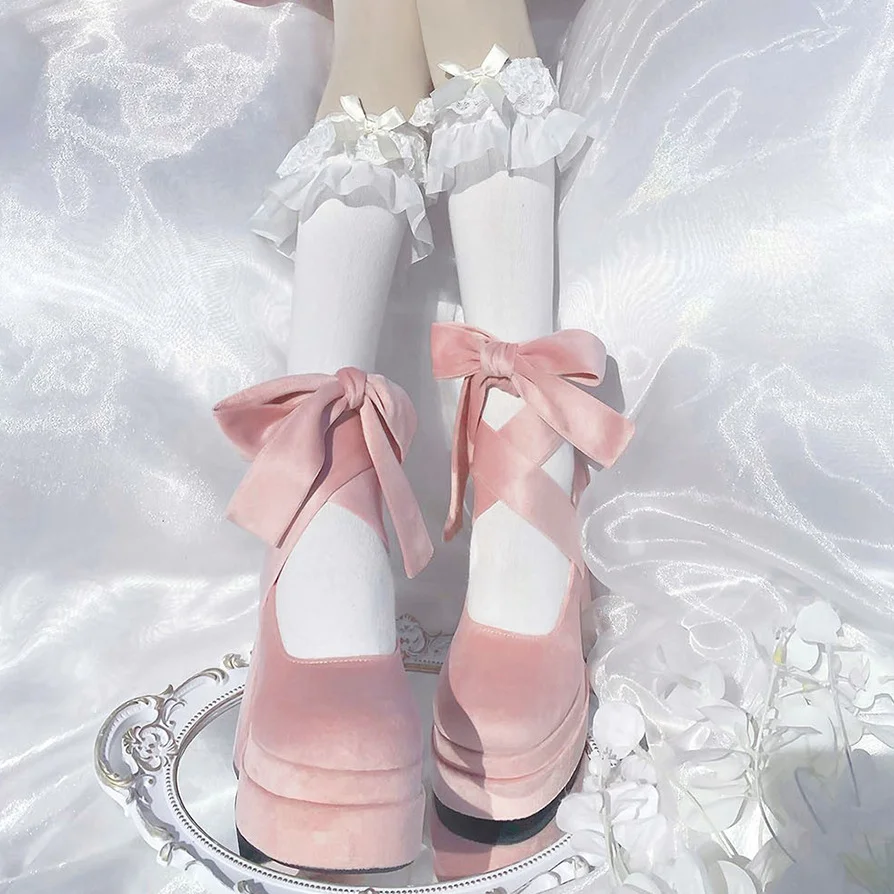 Breakj Breakj High-Heeled Autumn Winter New Waterproof Table Thick-Heeled Barbie Single Shoes Lolita Mary Cherish Shoes Children