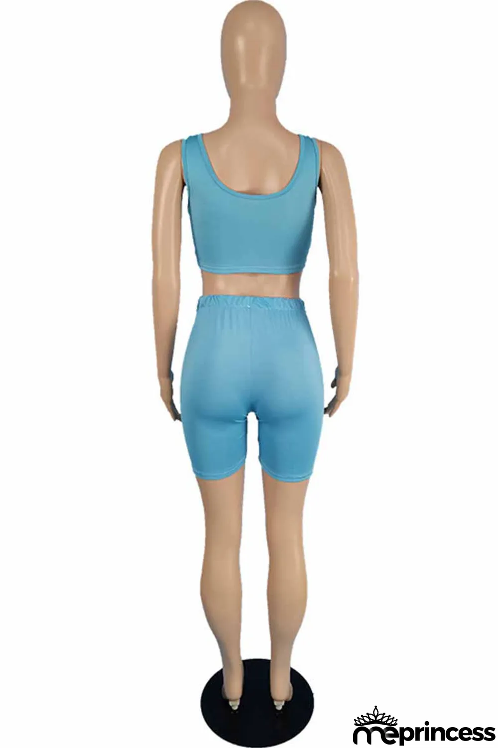 Light Purple Sportswear Print Letter U Neck Sleeveless Two Pieces