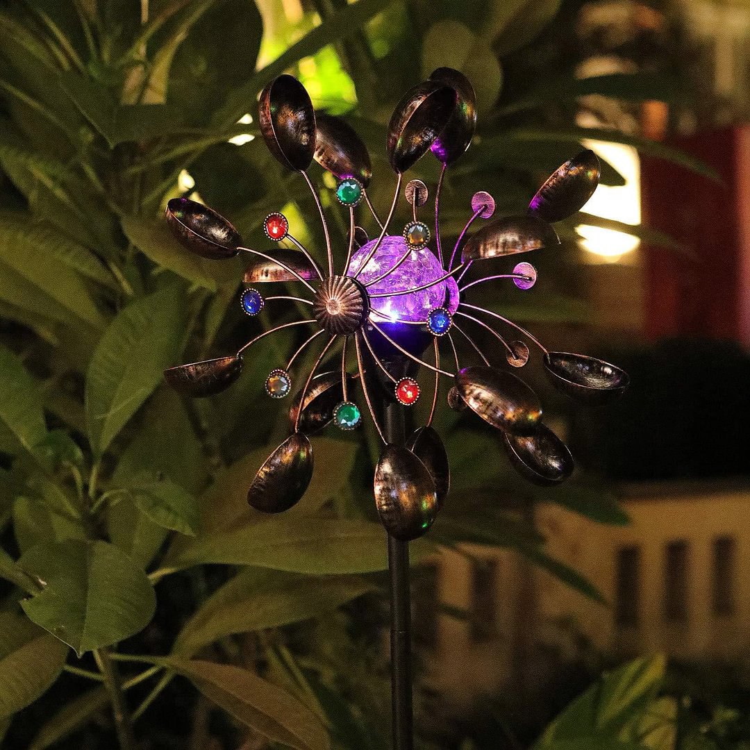 （Garden Upgrade）Solar Powered Glass Ball Wind Spinner