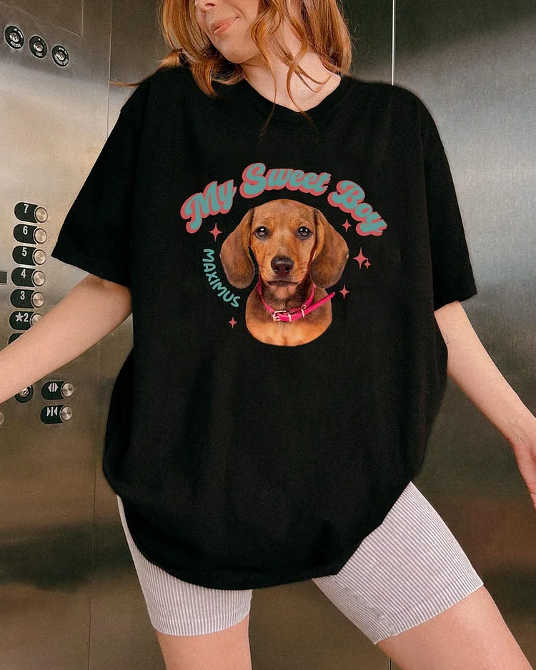 Custom Vintage Pet Unisex T-shirt, Pet Photo + Name Sweatshirt Hoodie