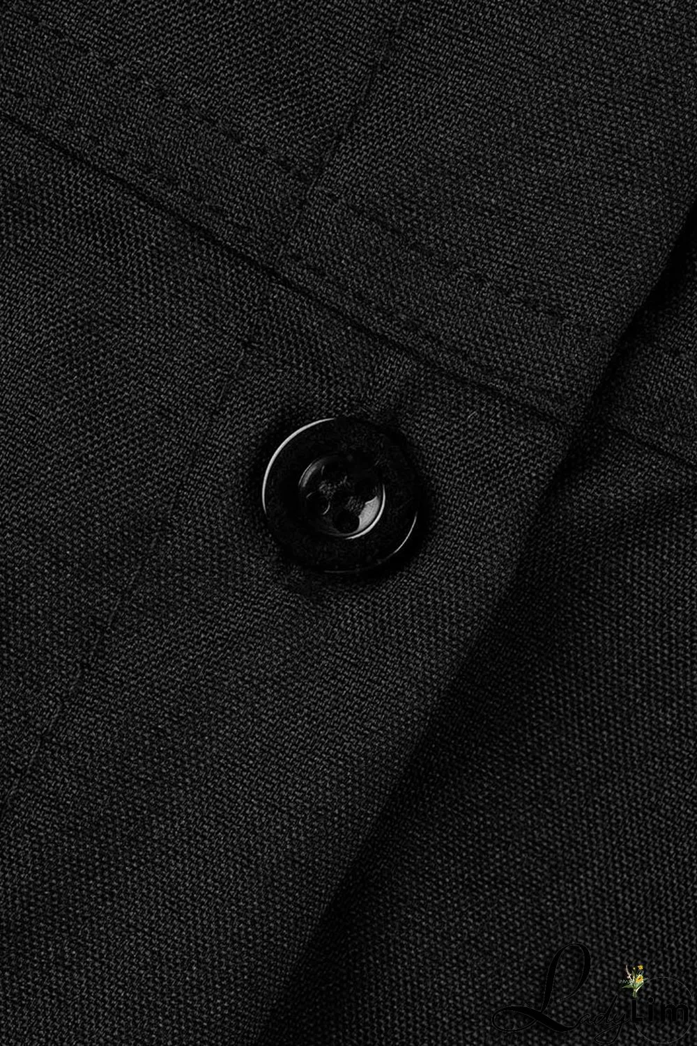 Black Casual Solid Patchwork Buckle Turndown Collar Straight Plus Size Dresses