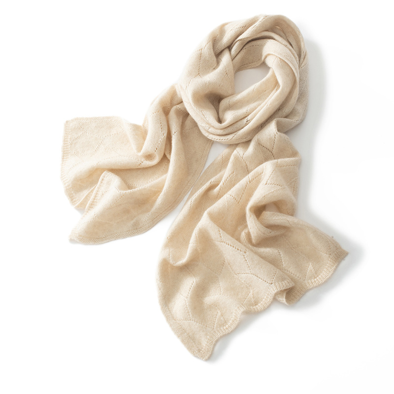 100% Cashmere Knit Ribbed Scarf  REAL SILK LIFE