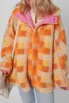Women's Warm Bright Checkered Sherpa Hooded Jacket