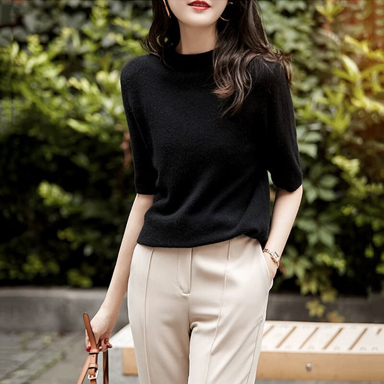 Christmas Gift Women Sweater Thin Ice Silk Summer Knitted Jumper Split White Korean Preppy Pullover Chic Top Casual White Black Gray - BlackFridayBuys